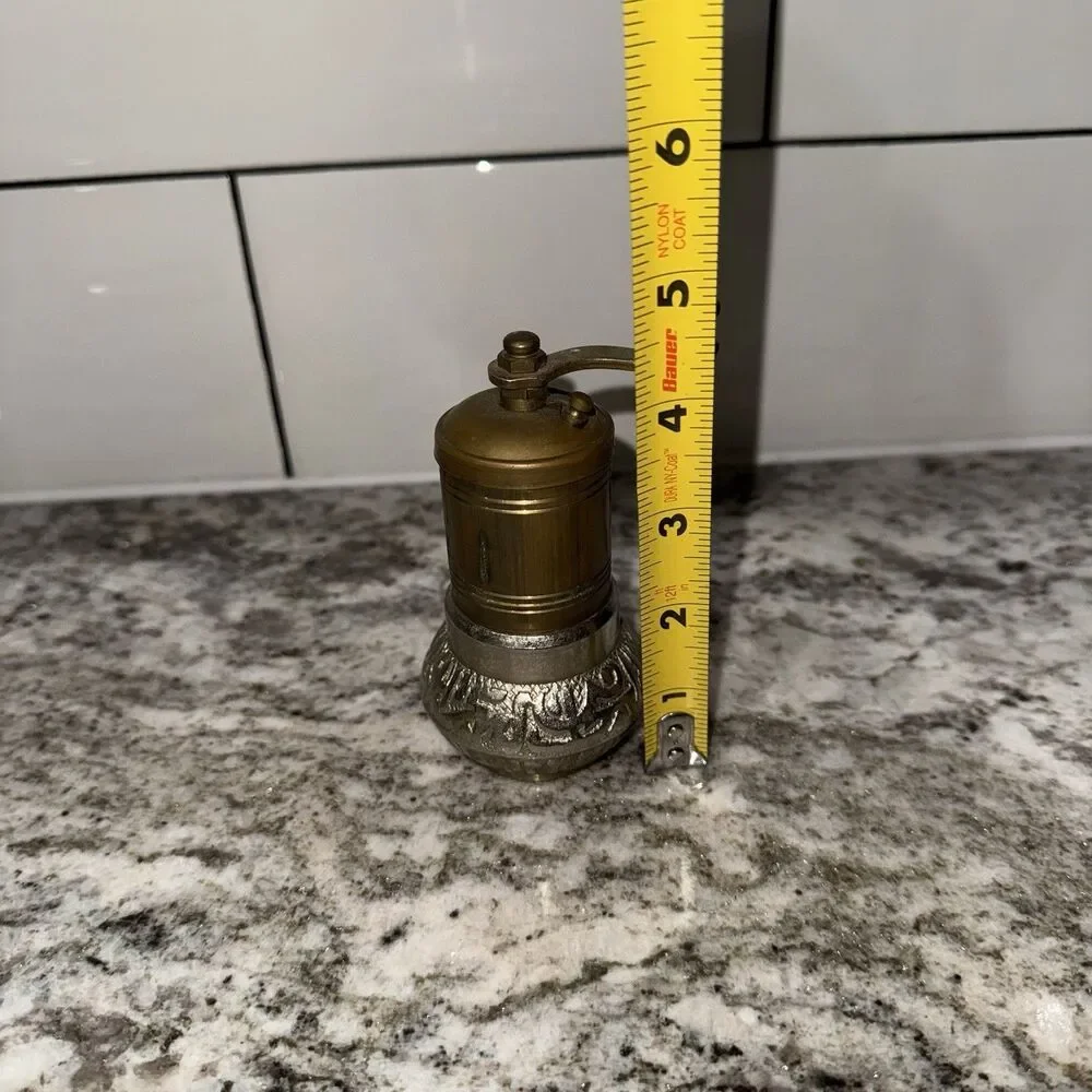 Vintage Brass Pepper Mill Grinder Hand Crank Ornate Metal Base Manual Spice Mill